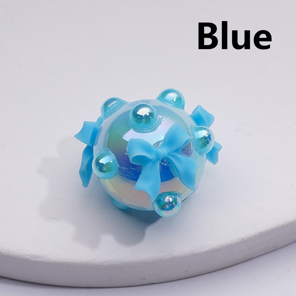 Cute Bowknots UV Coating Round Pearls Acrylic Beads, 20*16MM