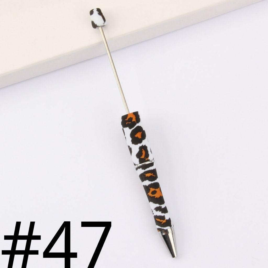 White and Black Jaguar Print Printed Beadable Pens Number 47