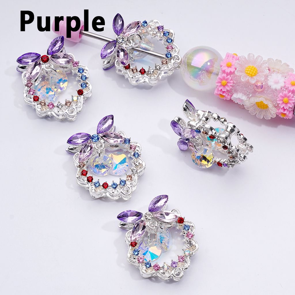 Sparkling Silver Alloy Garland Wreath – Bowknot Beads with Vibrant Rhinestone Pendants