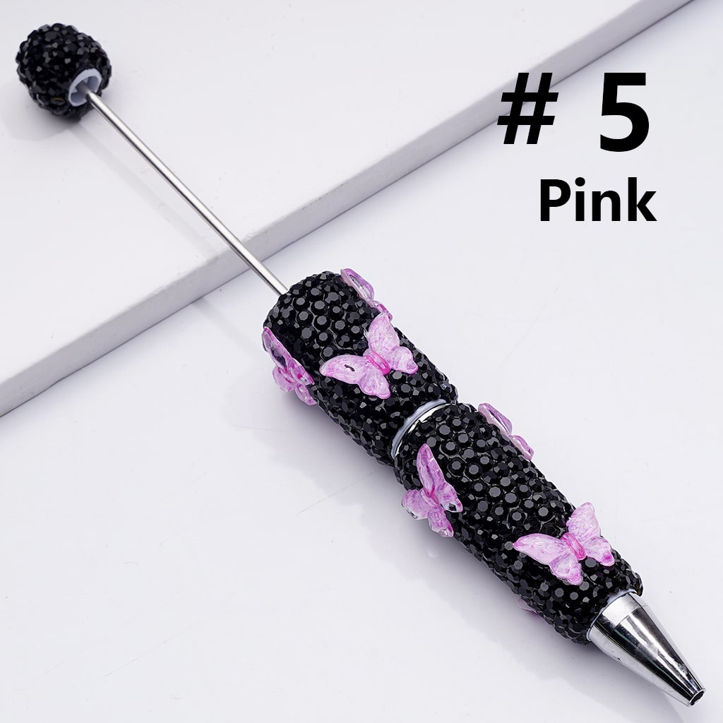 Black Rhinestones Double Color Butterfly Beadable Clay Pens