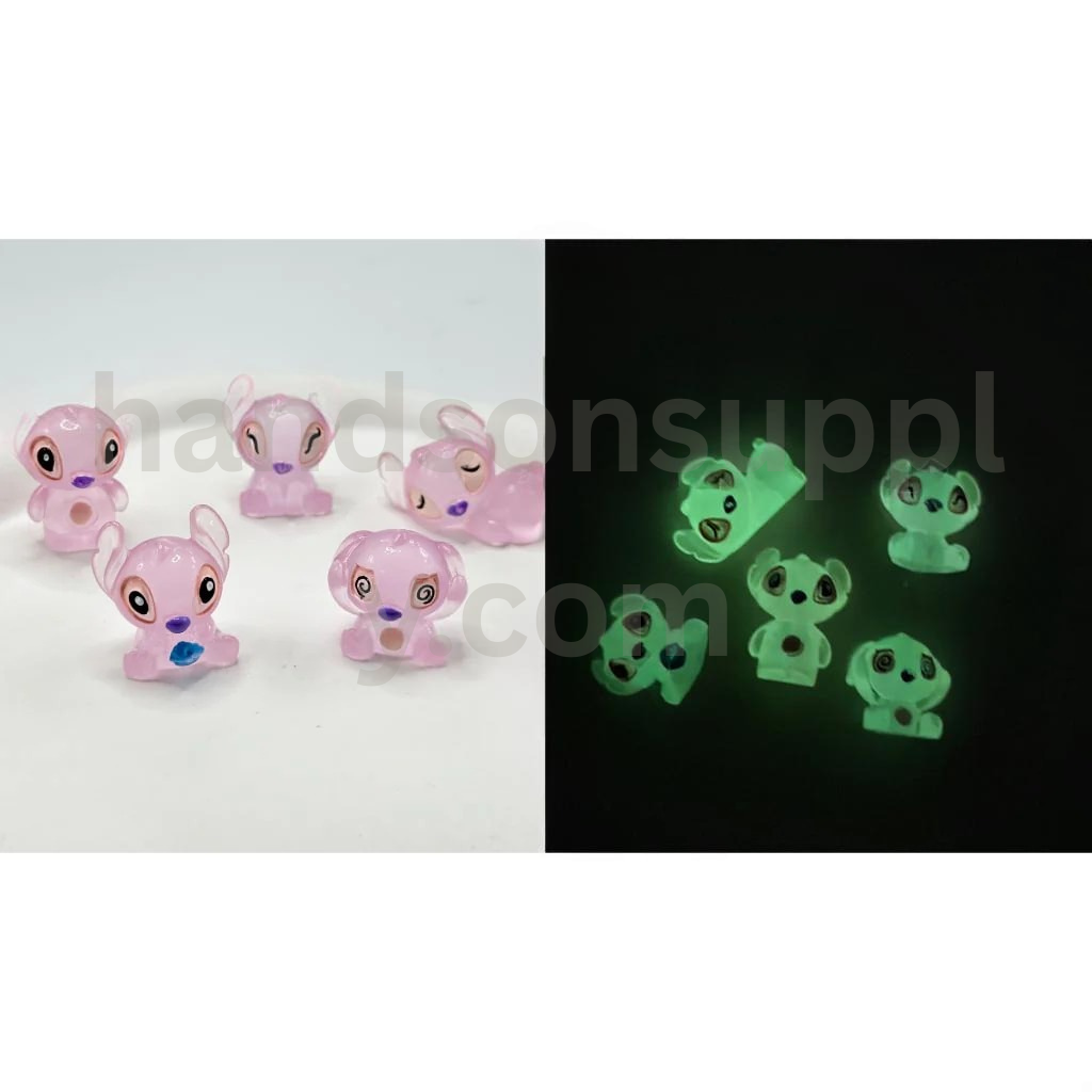 Stitch Inspired Cartoon Design Pink and Blue Pen Toppers Acrylic Beads