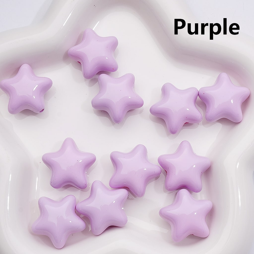 Solid Color Five-Pointed Star Acrylic Beads Stoving Varnish 23MM (Single Color is available for 200pcs Whole bag)