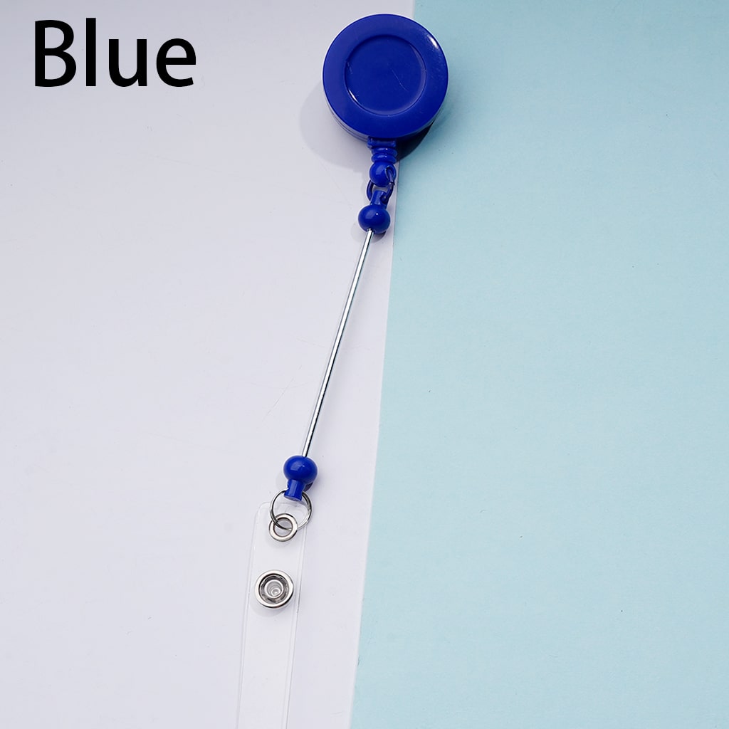 Retractable Back Badge Holder Reels Creative Beaded with Rotating Crocodile Clip & Keychain Bar