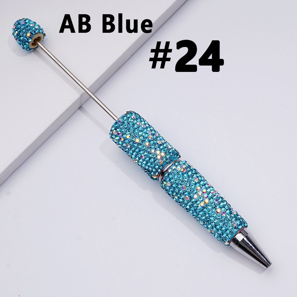 Beadable Clay Pens – Fully Wrapped in Multi-Color & AB Rhinestones for a Vibrant, Eye-Catching Design