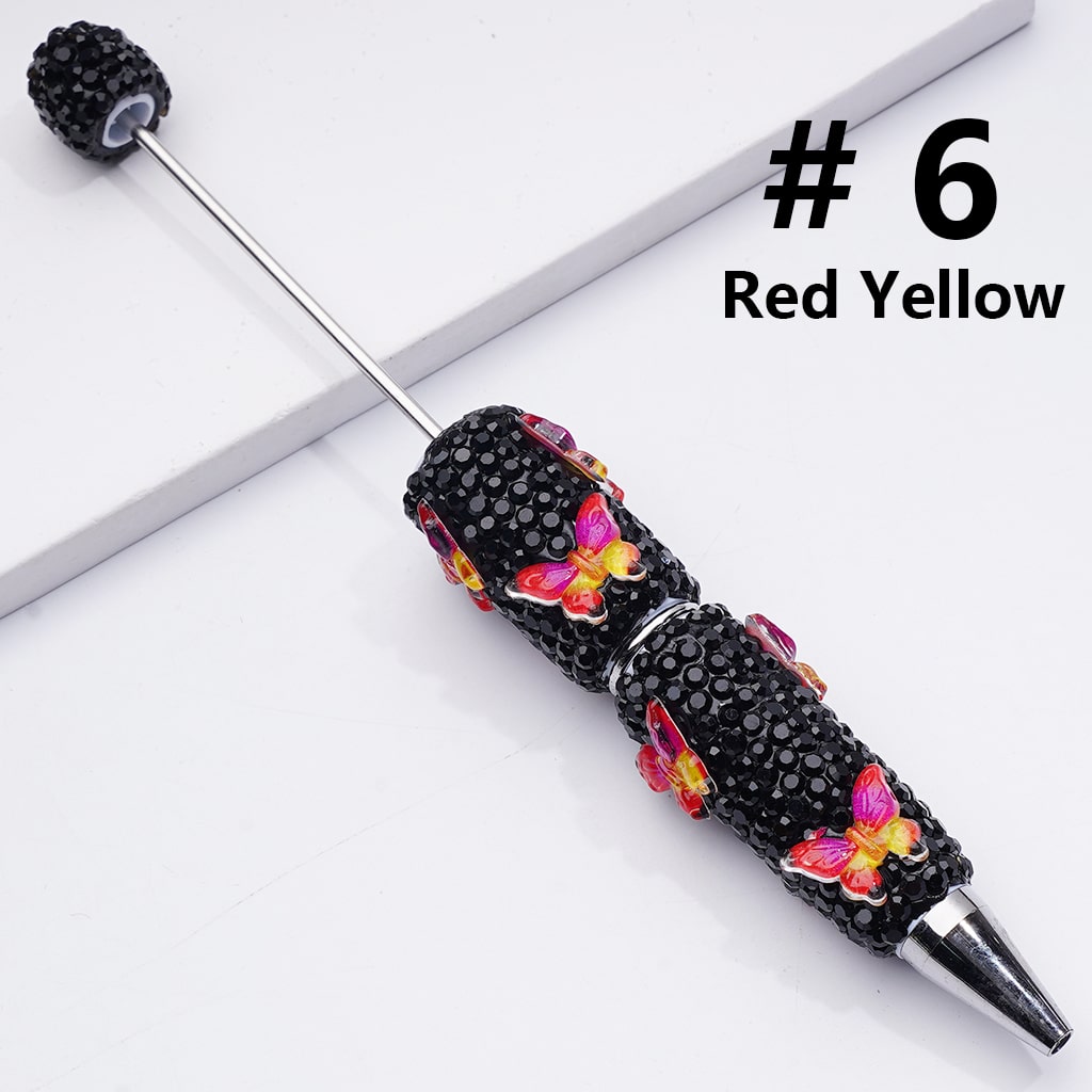 Black Rhinestones Double Color Butterfly Beadable Clay Pens