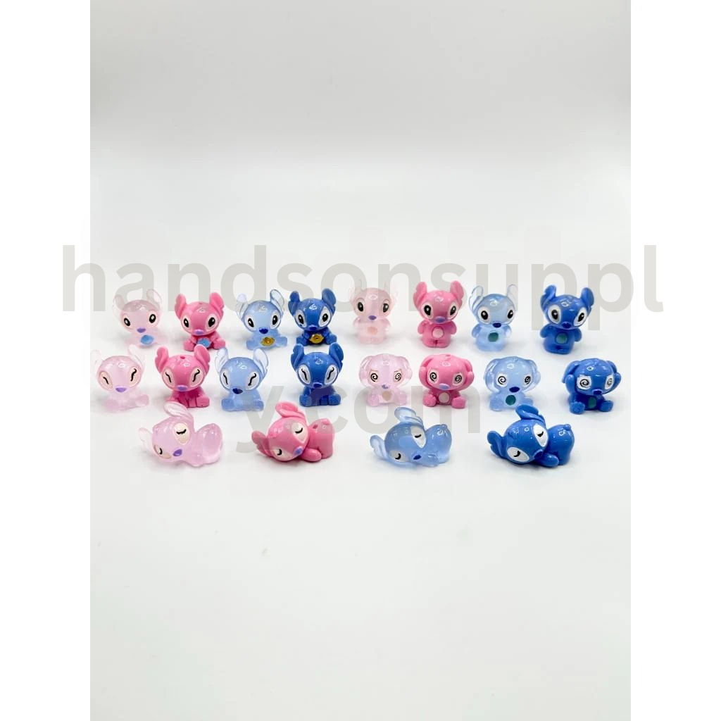 Stitch Inspired Cartoon Design Pink and Blue Pen Toppers Acrylic Beads