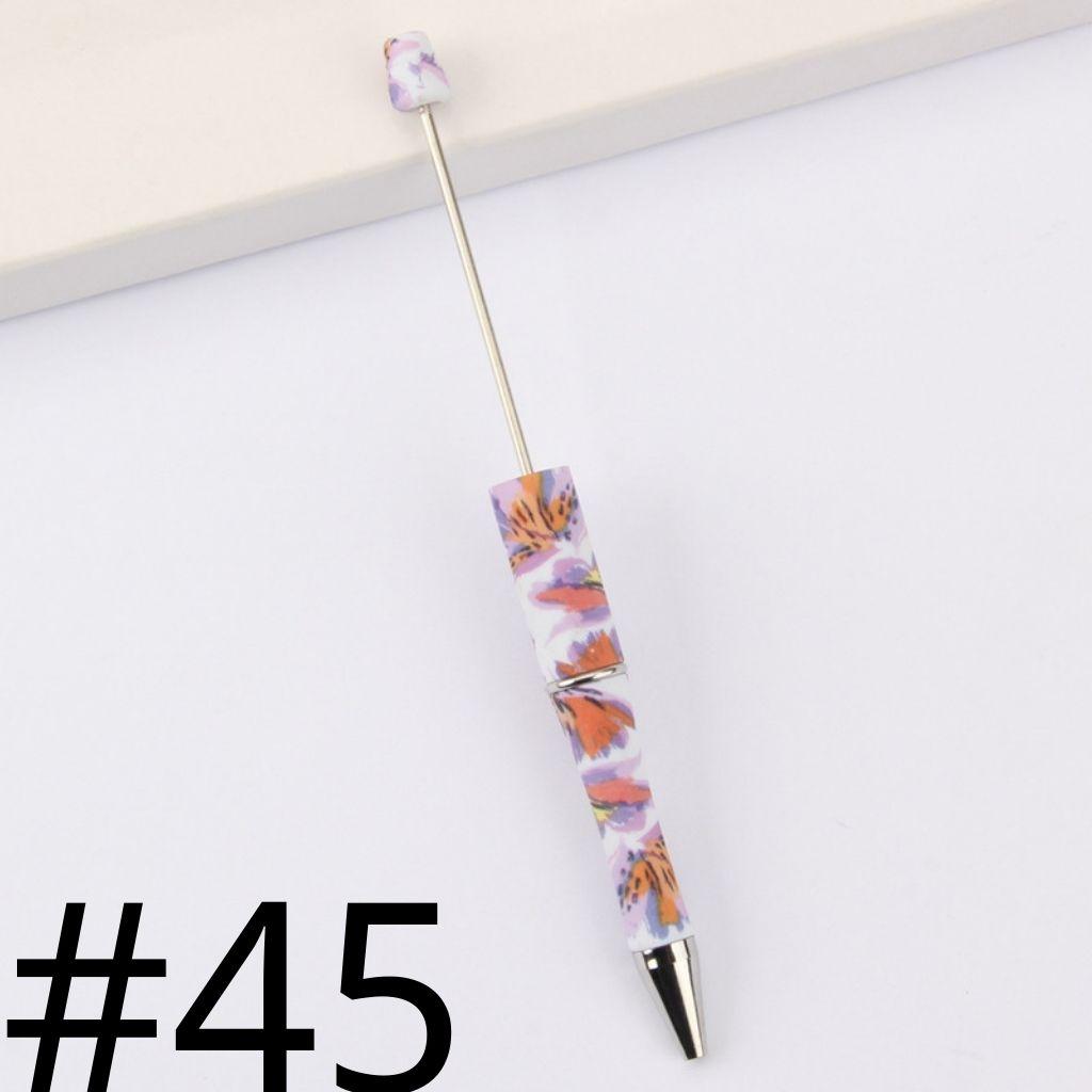 Red and Pink Abstract Flower Printed Beadable Pens Number 45