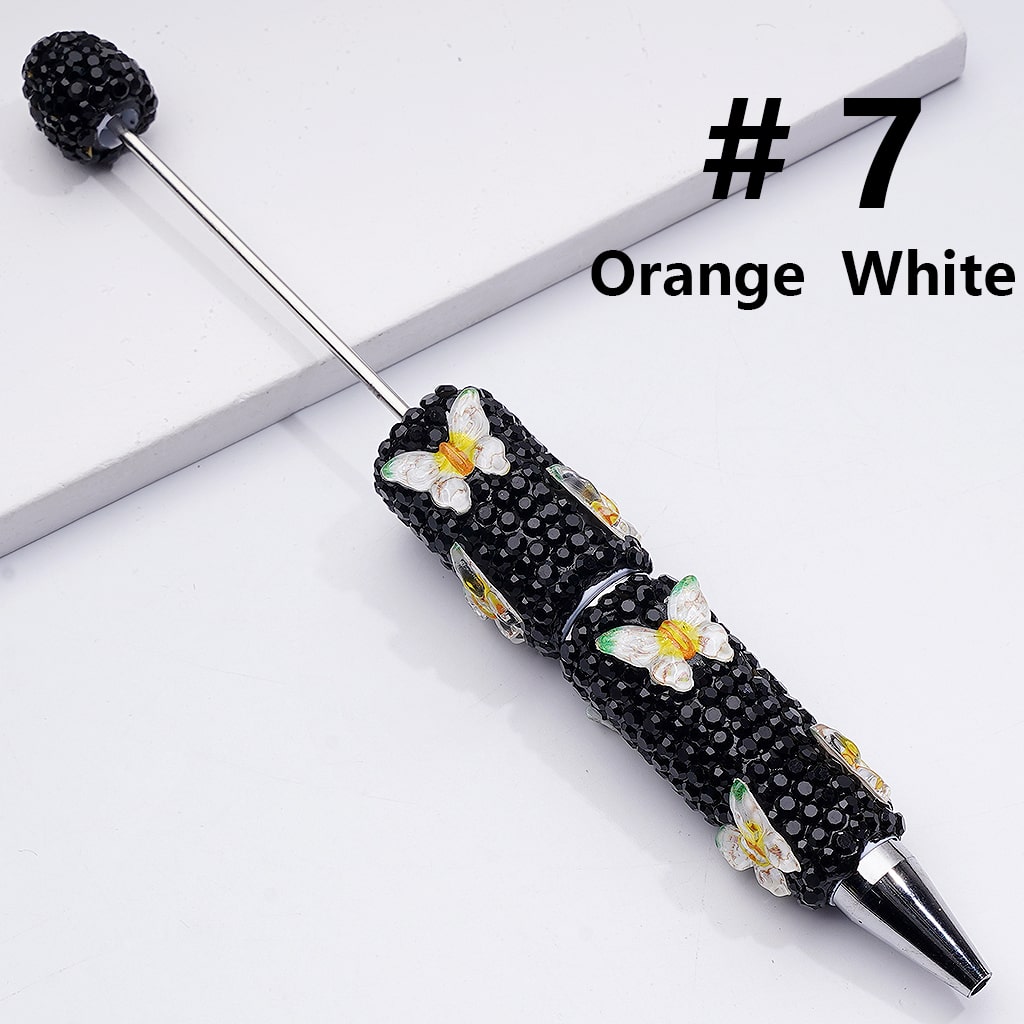 Black Rhinestones Double Color Butterfly Beadable Clay Pens