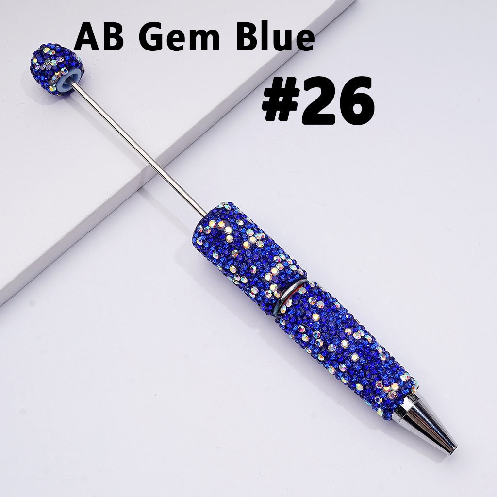 Beadable Clay Pens – Fully Wrapped in Multi-Color & AB Rhinestones for a Vibrant, Eye-Catching Design