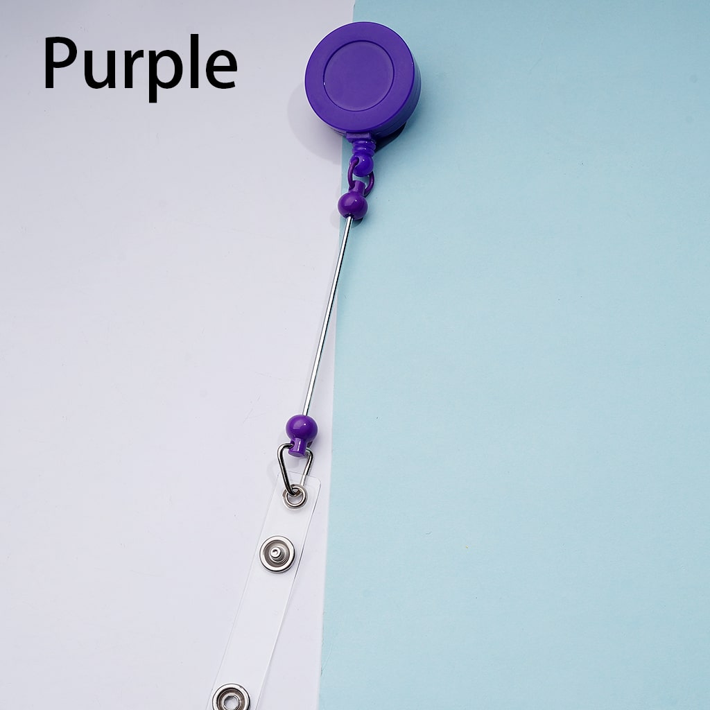 Retractable Back Badge Holder Reels Creative Beaded with Rotating Crocodile Clip & Keychain Bar