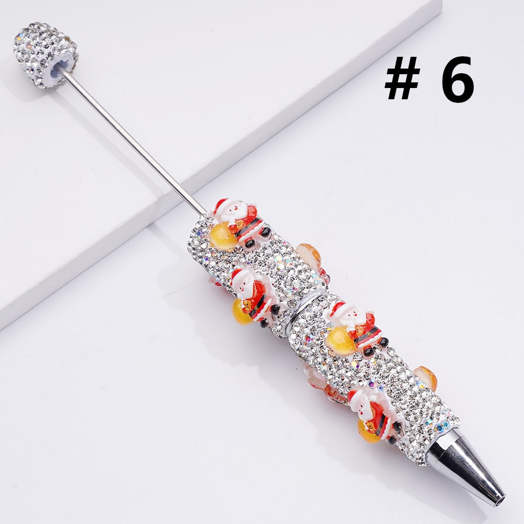 Father Christmas Tree Snowman Gloves Gifts Stars Gingerbread Bells Socks Elk Wreath Christmas Series Beadable Clay Pens with Clear Rhinestones