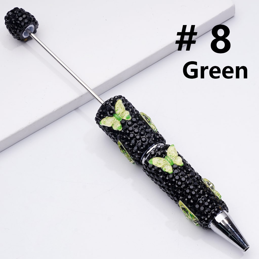 Black Rhinestones Double Color Butterfly Beadable Clay Pens