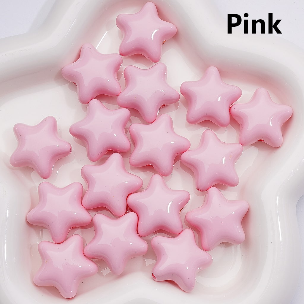 Solid Color Five-Pointed Star Acrylic Beads Stoving Varnish 23MM (Single Color is available for 200pcs Whole bag)