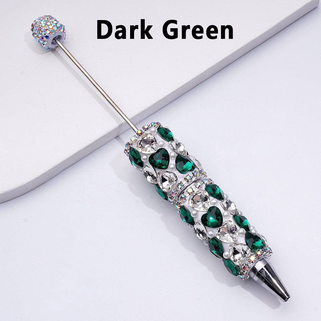 Clay Beadable Pens – Decorated with Multicolor Shiny Hearts, White Pearls, AB Rhinestones & Chains