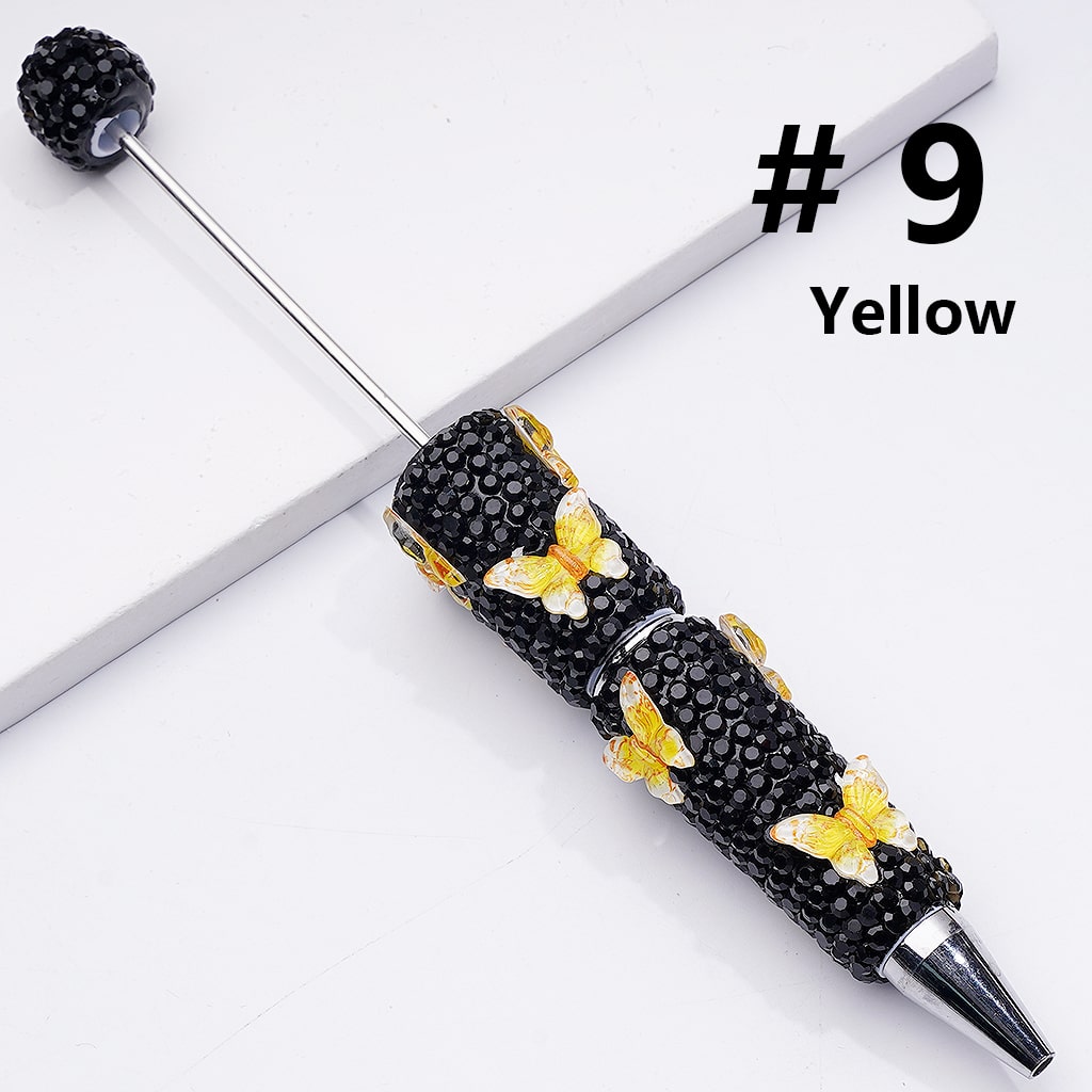 Black Rhinestones Double Color Butterfly Beadable Clay Pens