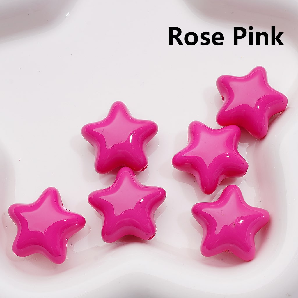 Solid Color Five-Pointed Star Acrylic Beads Stoving Varnish 23MM (Single Color is available for 200pcs Whole bag)