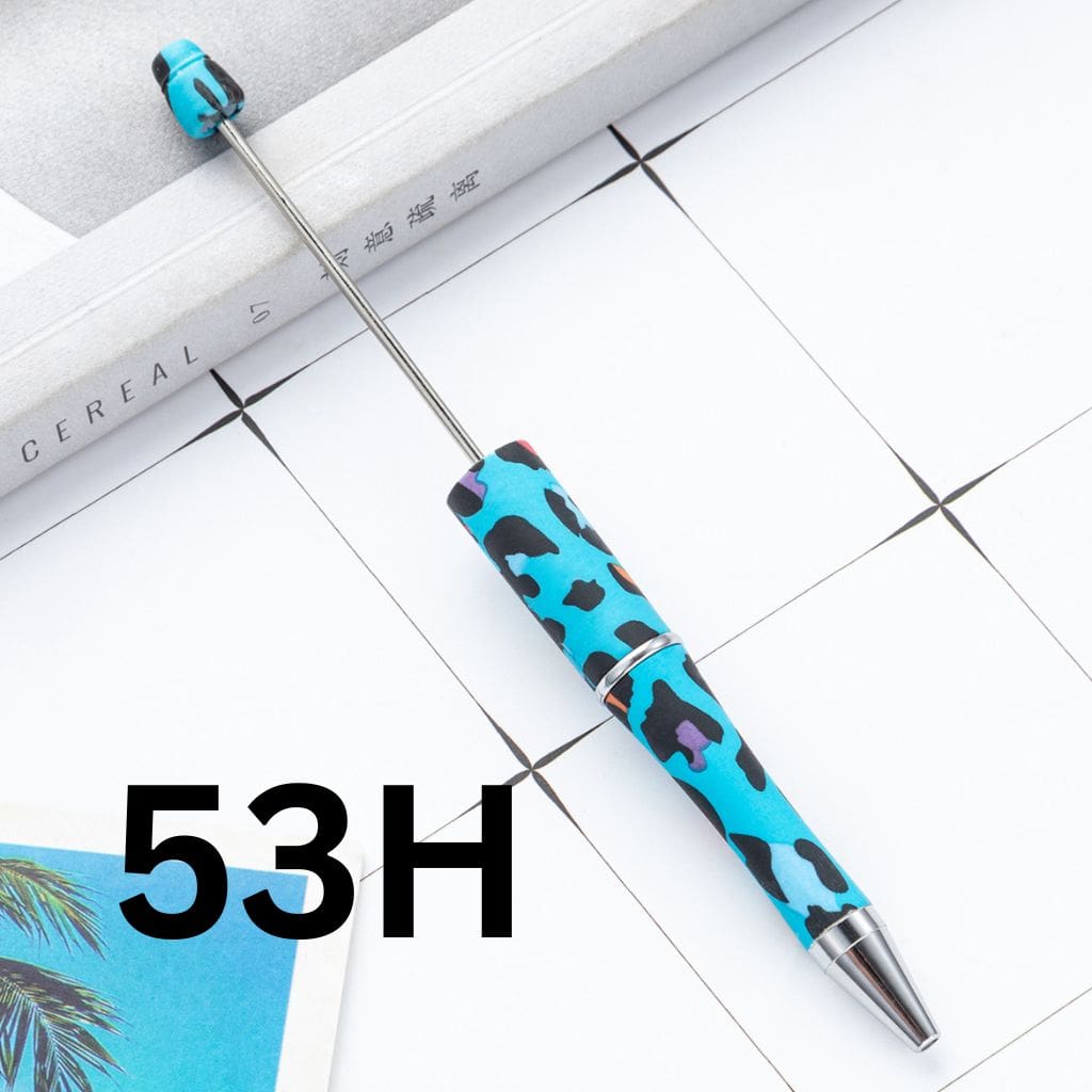 Black and Blue Jaguar Camo Printed Beadable Pens Number 53H