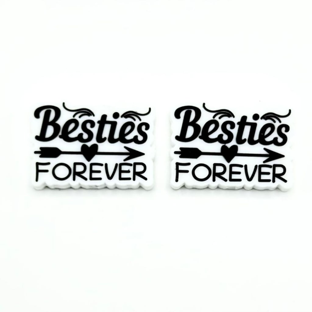 Arrow Heart Love Valentines Besties Forever Silicone Focal Beads