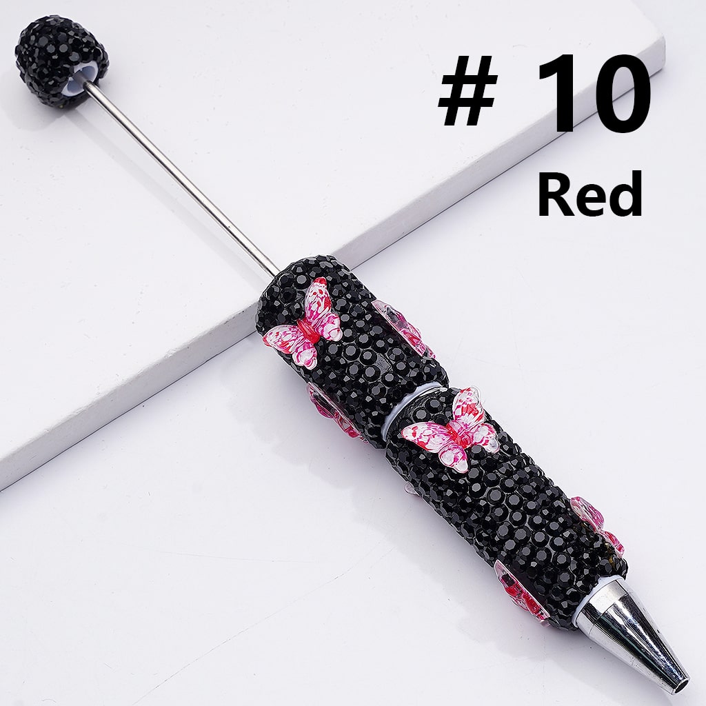 Black Rhinestones Double Color Butterfly Beadable Clay Pens