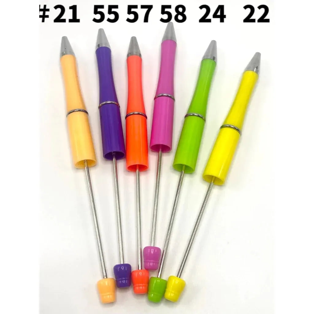 Colorful Plastic Beaded Pens in Solid, Ombre Gradient, and Neon Shades, READ THE DESCRIPTION
