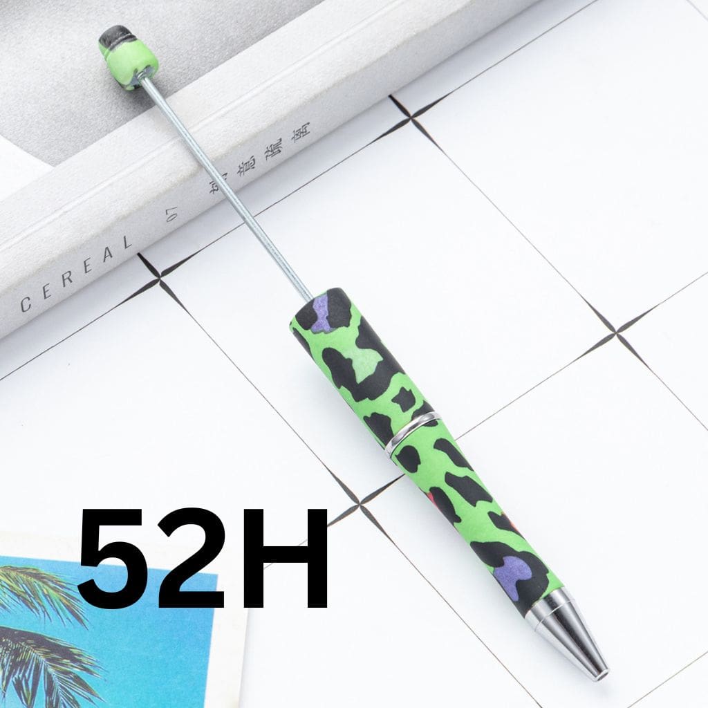 Black and Green Jaguar Camouflage Printed Beadable Pens Number 52H