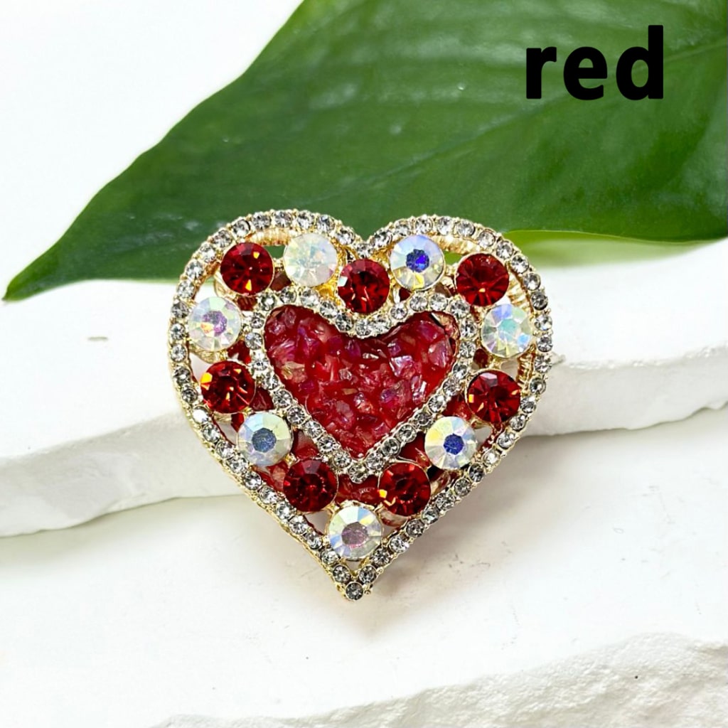 Gold Alloy Heart with Bling Bling Colorful Rhinestones, Small Stones, Oval Pearls, and Clay Beads Around 36*36MM