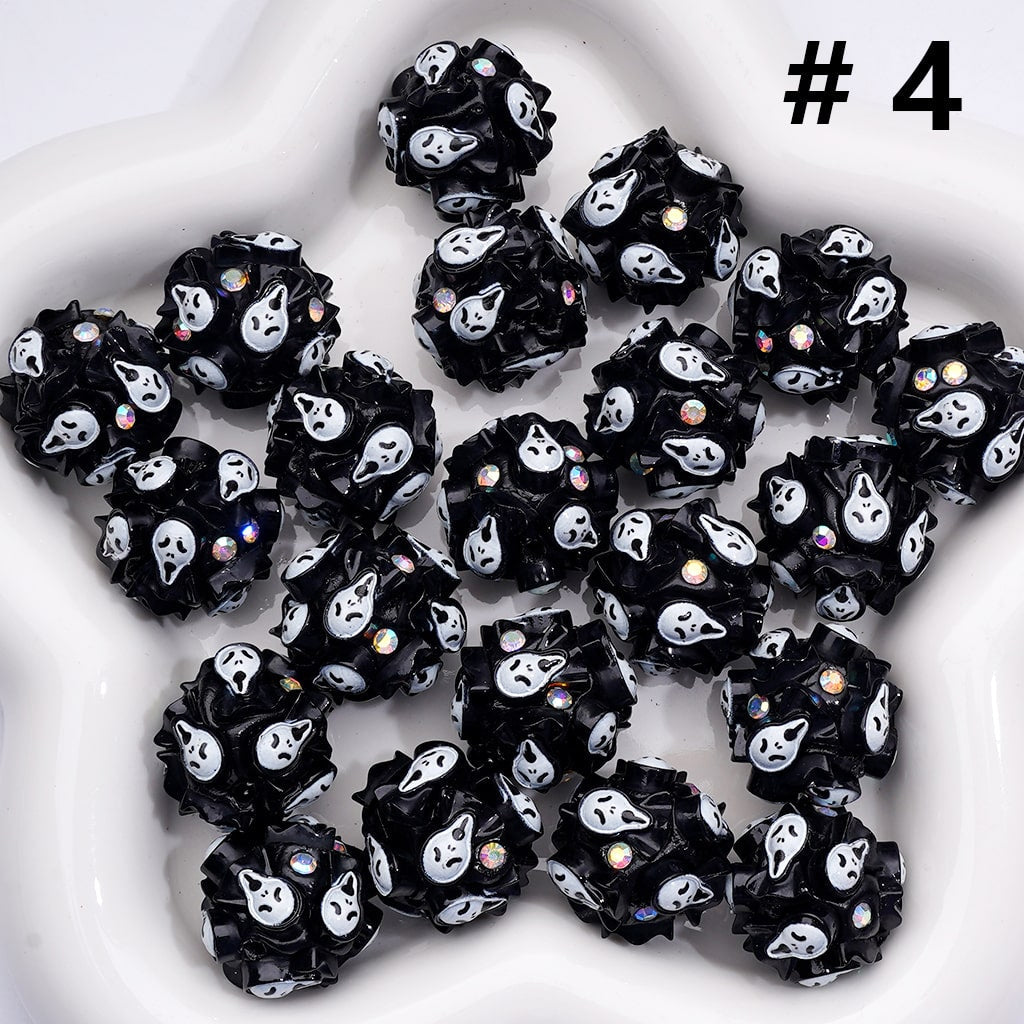 Halloween Mix with Clown, Ghost Face, Pumpkin & Wizard Hat Clay Beads 20MM