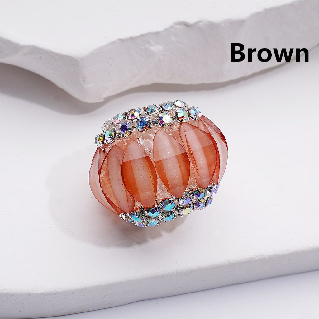Halloween Pumpkin Acrylic Beads with Multi-Color AB Rhinestones and Chain Design 21*17MM