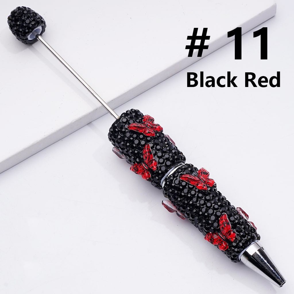 Black Rhinestones Double Color Butterfly Beadable Clay Pens