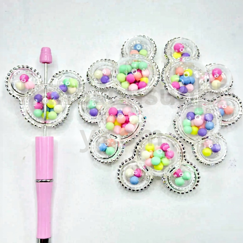 Clear Hollow Mouse Head Shape 51×42MM AB Rhinestone Chain Acrylic Beads