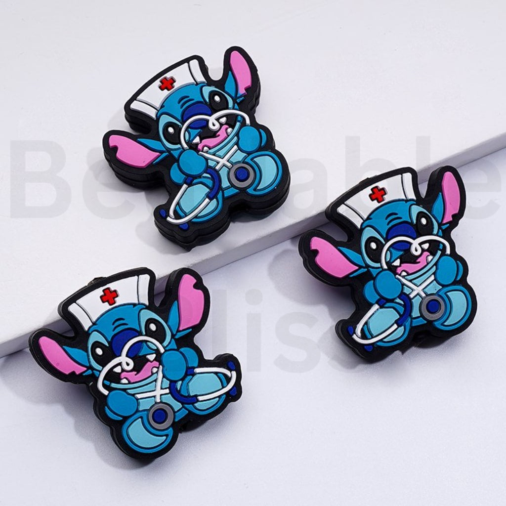 Cute Blue Toy Adventure with a Nurse Hat Holds a Stethoscope Silicone Focal Beads