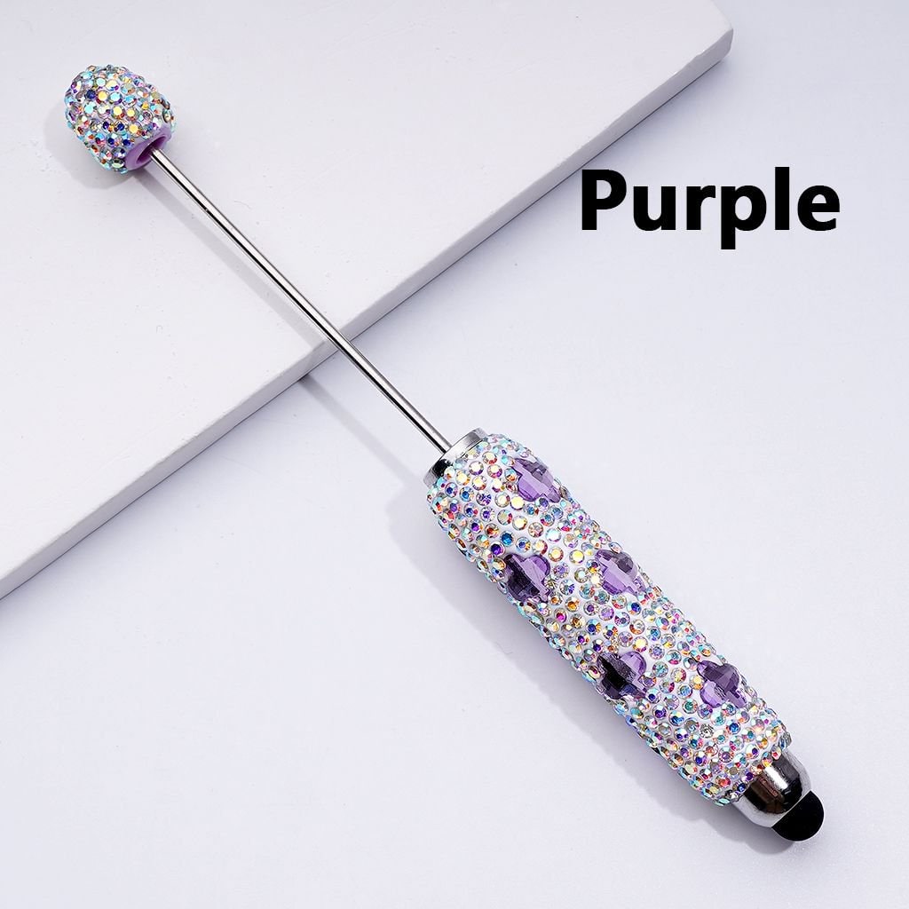 Beadable Clay Stylus Pens Adorned with Vibrant Four-Petal Flowers & Dazzling AB Rhinestones
