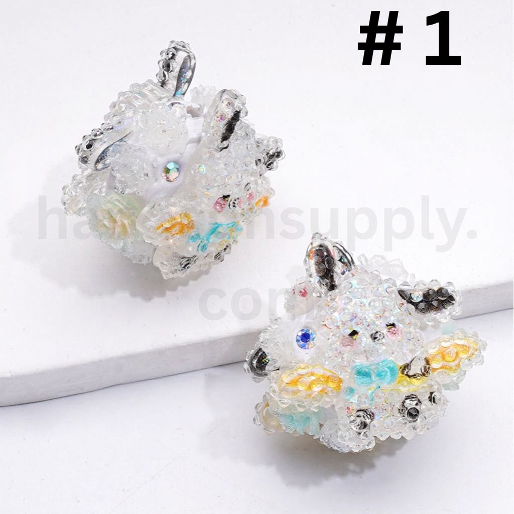 Cute Luminous Characters with Mushrooms & Sparkling Flowers Kuromi, Kitty, Pochacco AB Rhinestones Clay Beads