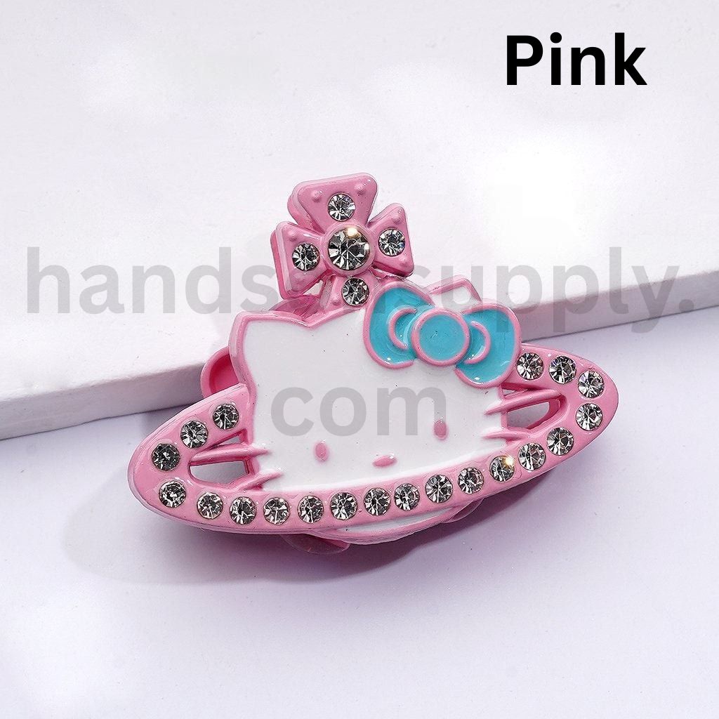 HK Kitten Saturn Cross Earrings with Rhinestones Fancy Clay Beads 42*30*12MM