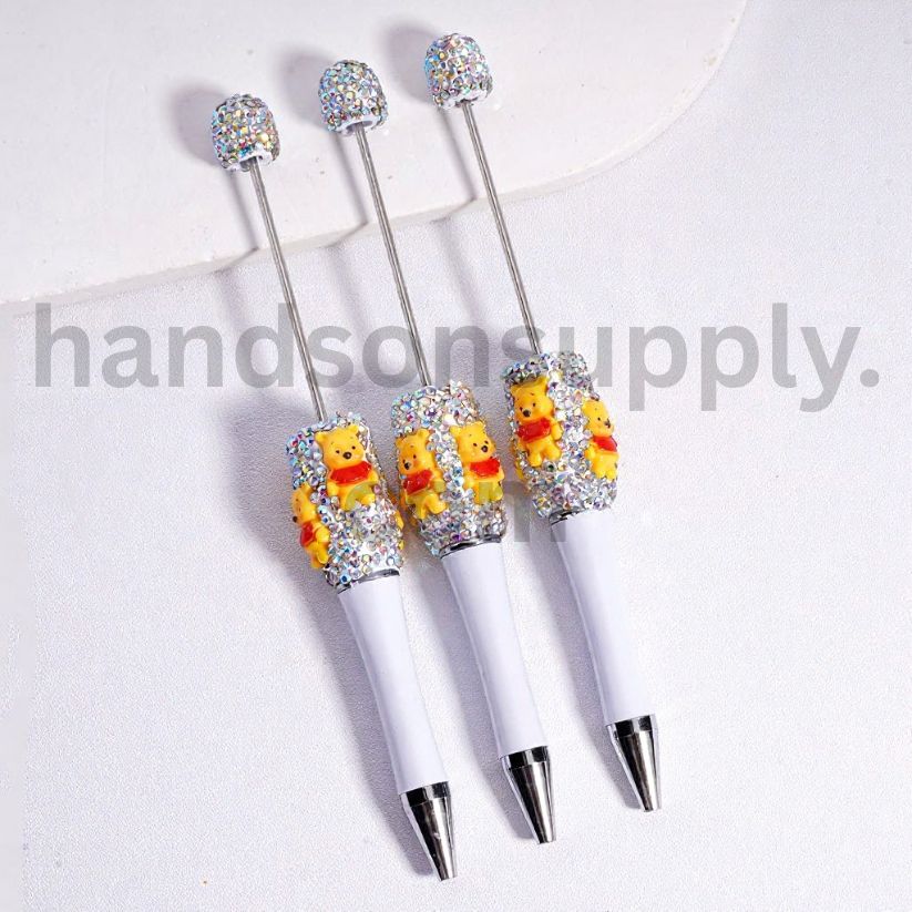 Sparkling Winnie the Pooh Beadable Pen with AB Rhinestones Hunny Pot & Bee