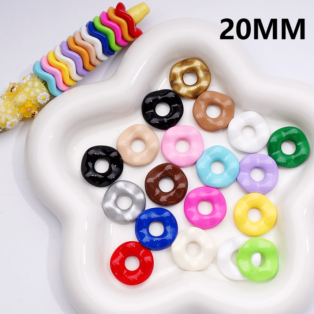 Wave Shape Spacer Acrylic Beads Large Hole Multicolor or Single Shade 20MM