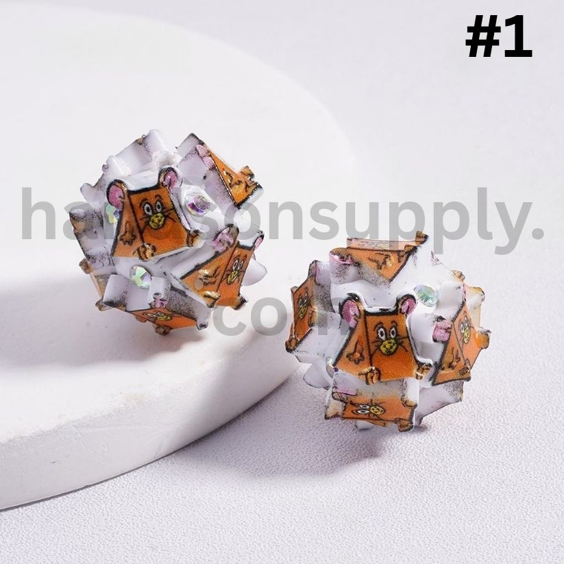Tom & Jerry Cat & Mouse Character Mix Clay Beads with AB Rhinestones 20mm