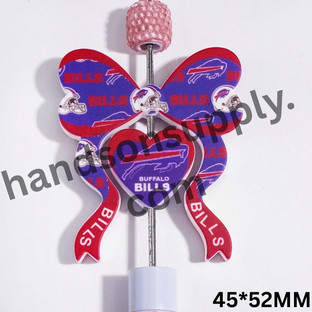 Buffalo American Football Team Bowtie & Heart Design Silicone Focal Beads Collection Set, 45*52MM