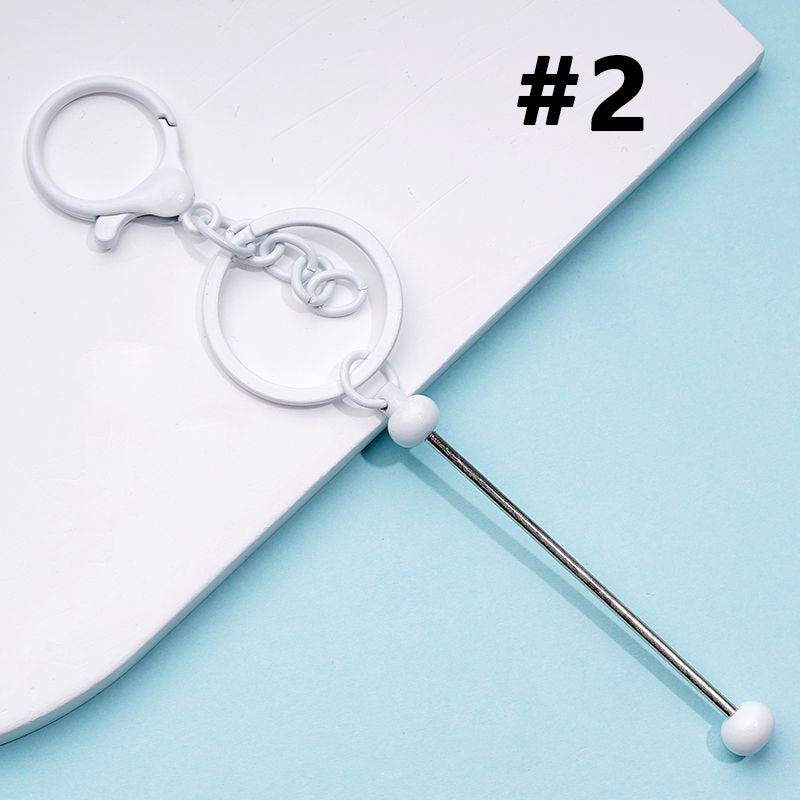 Bar with Metal Beadable Keychain and Lobster Clasp in Solid Colors