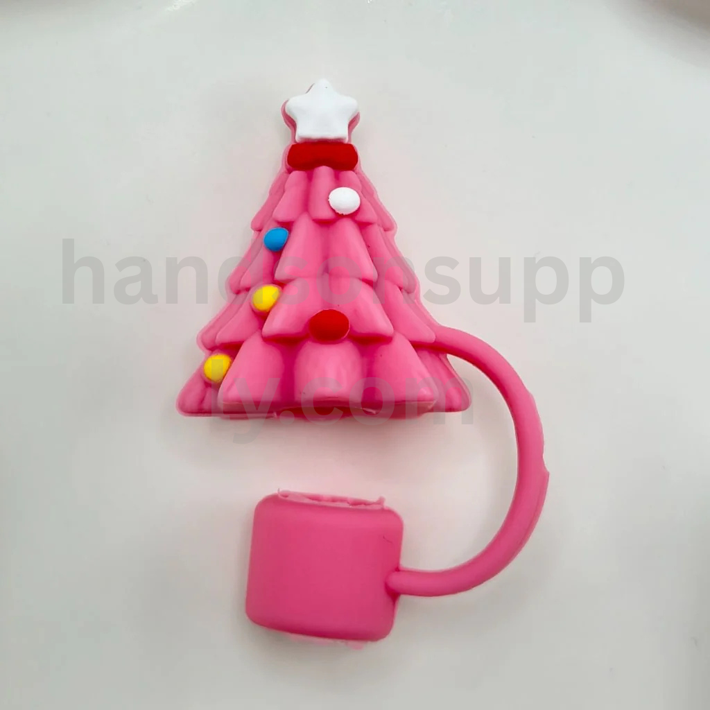 Christmas Holiday Cup Accessories in Food Grade Material Silicone Straw Toppers