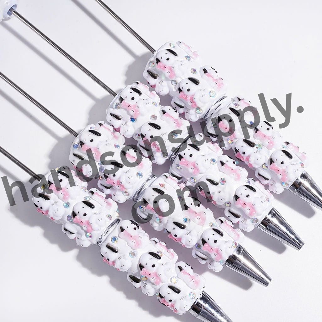 Adorable Beagle Dog & Pink Bunny Companion Character Animal Theme Beadable Clay Pens