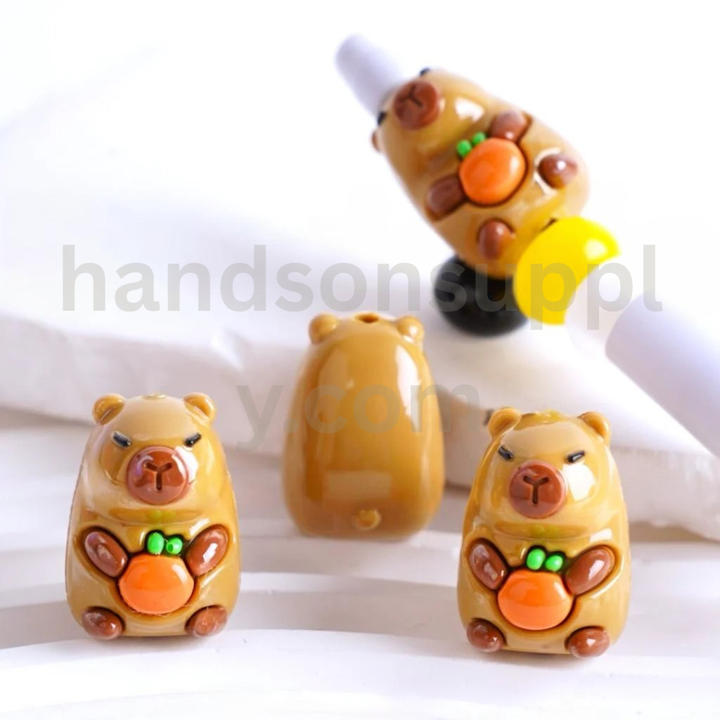 Mini Capybara Animal Acrylic Beads Around 26x18MM Cute Design