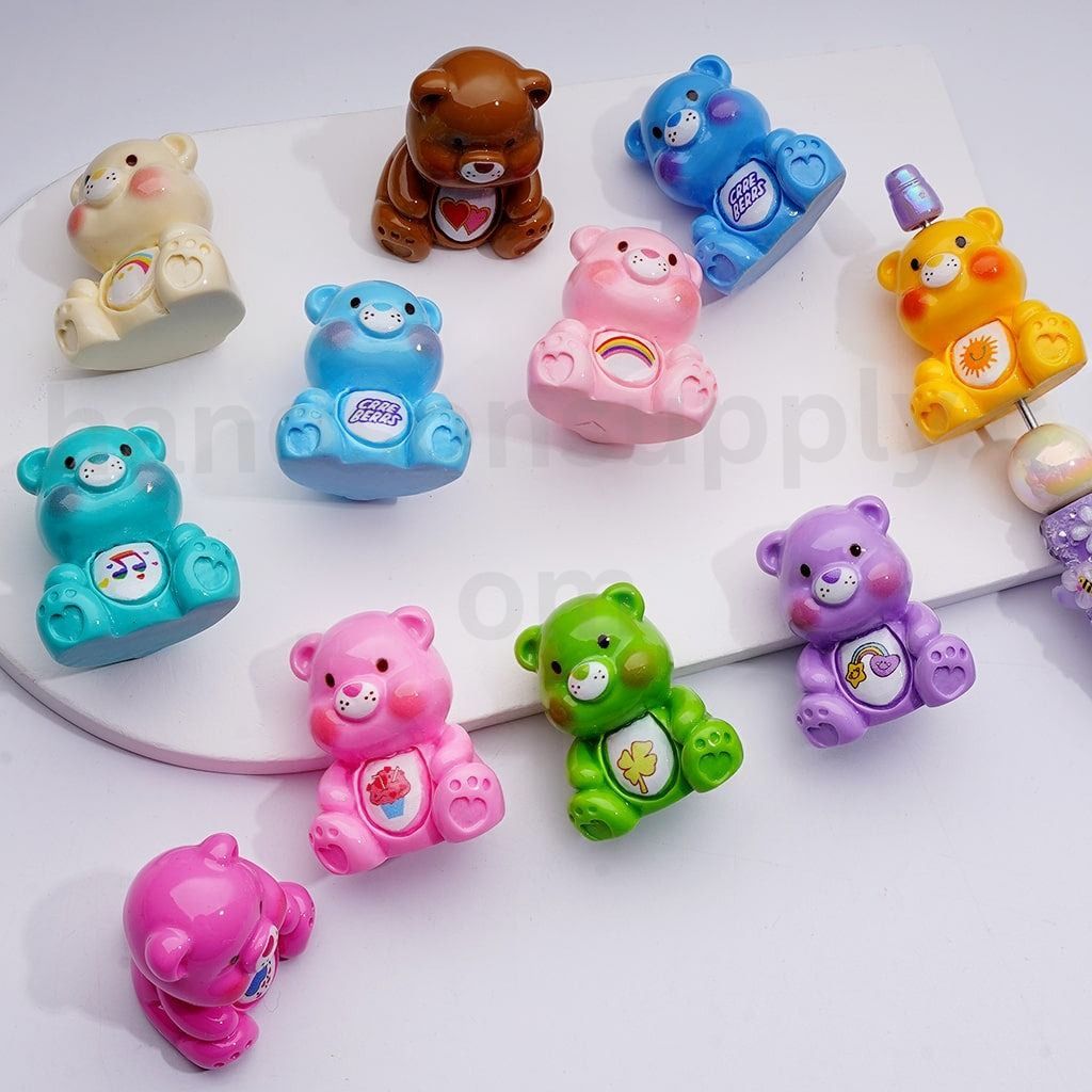 Cute Car Bea Solid Color Acrylic Beads Pen Toppers Pendants Jewelry Accessories, 36*32MM
