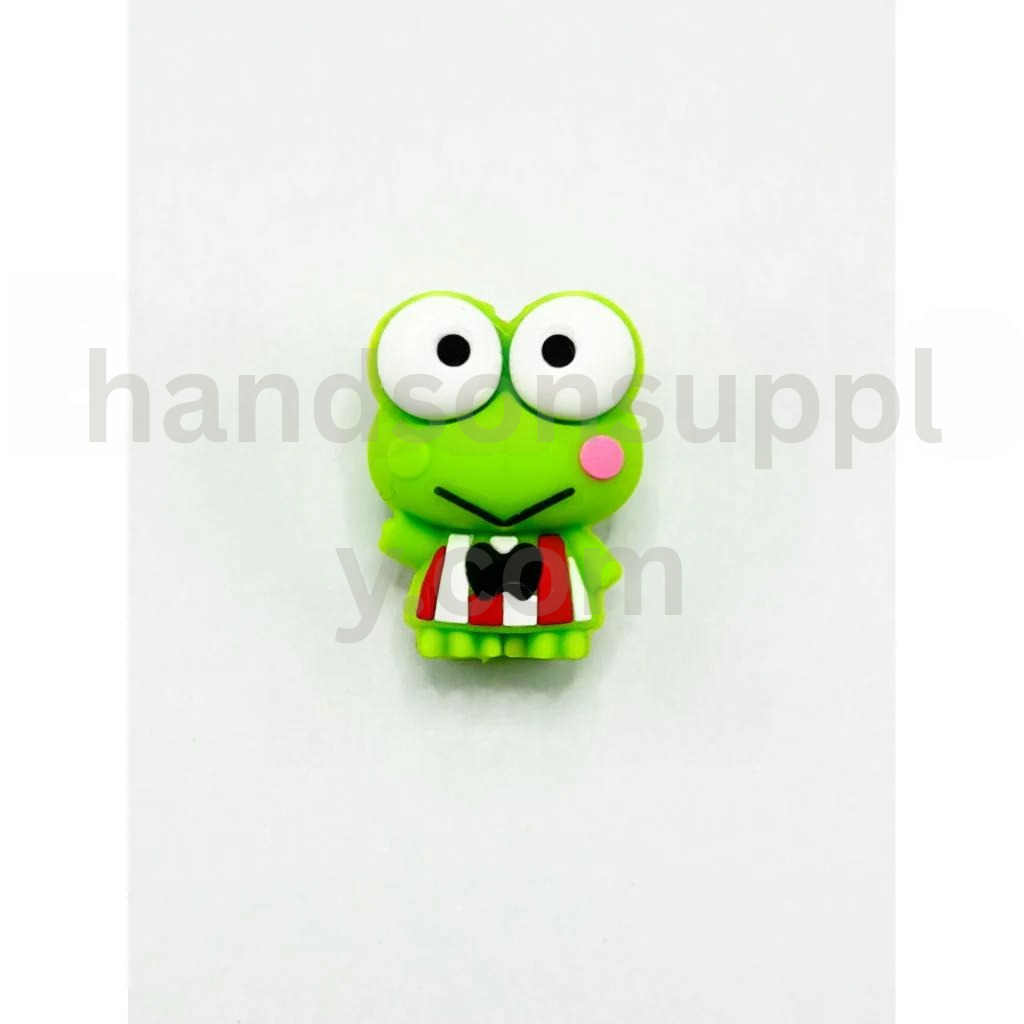 3D Green Frog Character Cute Keroppi Adorable Character Inspired Design Silicone Focal Beads
