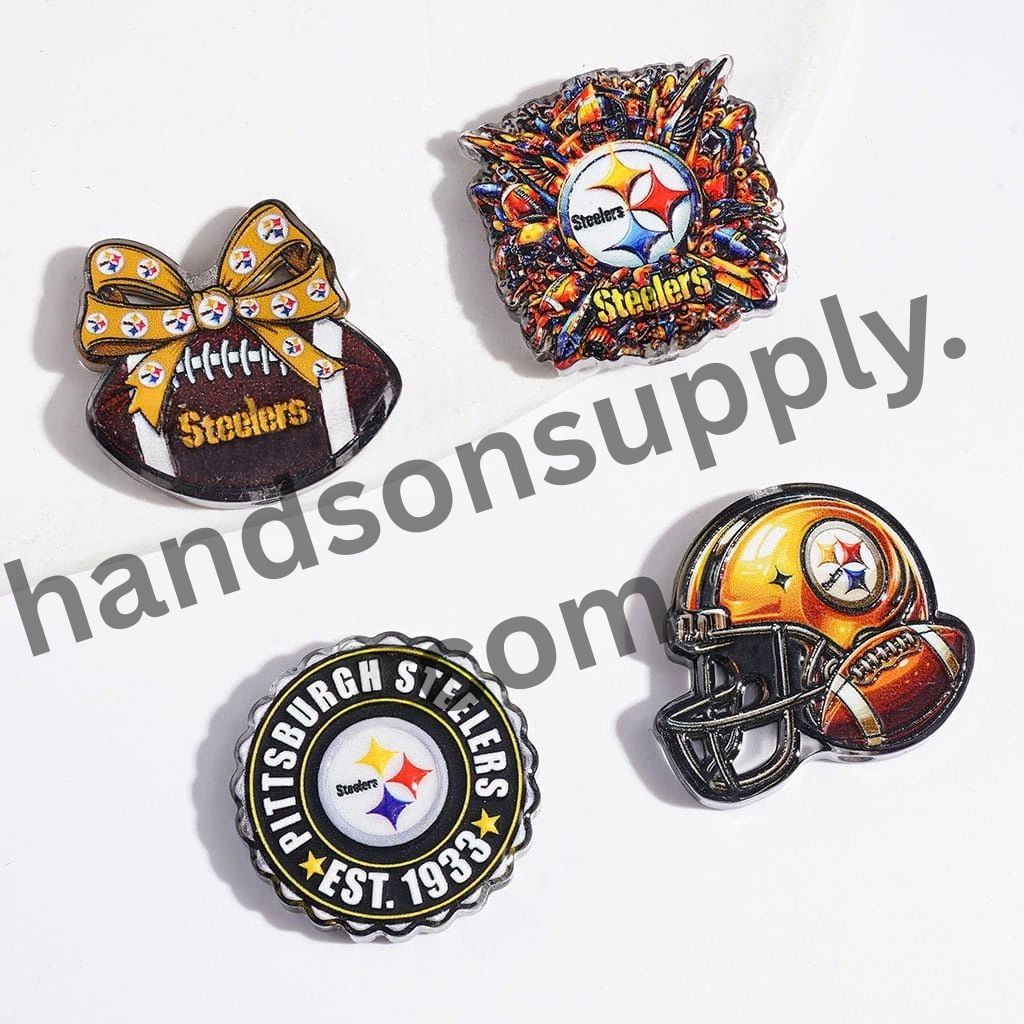 Sporty American Pittsburgh Football Team Series Semi-Clear Acrylic Beads, Random Mix