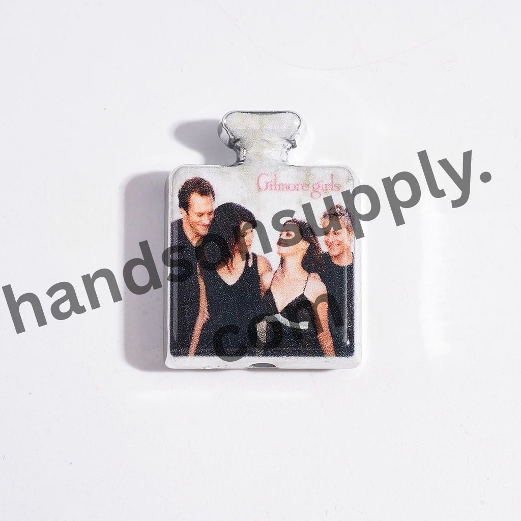 Gilmore Charming Mother-Daughter Character Series Silver Edges Design Acrylic Beads and Pendants, Random Mix