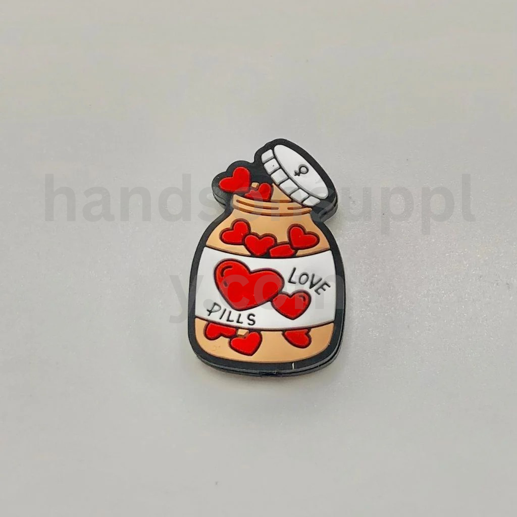 Love Pills Bottle Design Romantic Theme Novelty Style Silicone Focal Beads