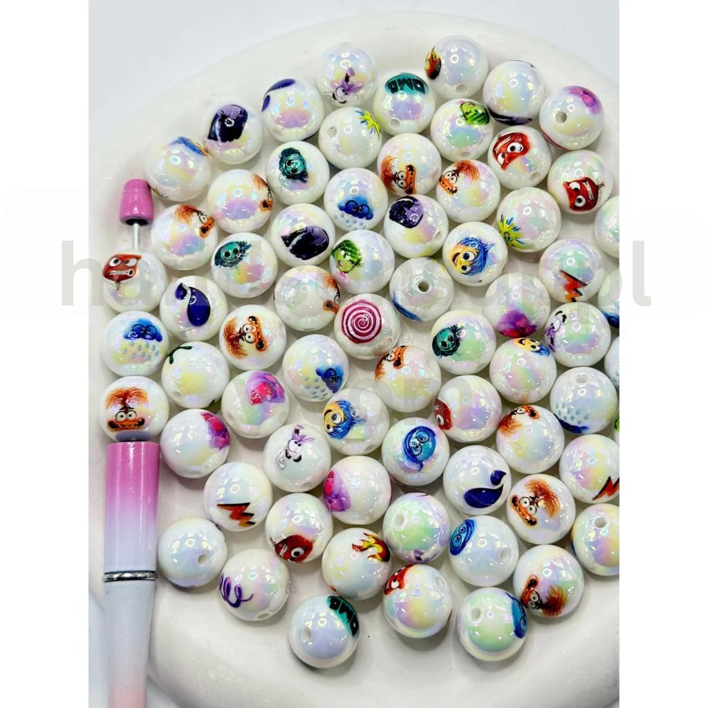 Inside Out Movie Theme Round 16MM Character Design Acrylic Beads