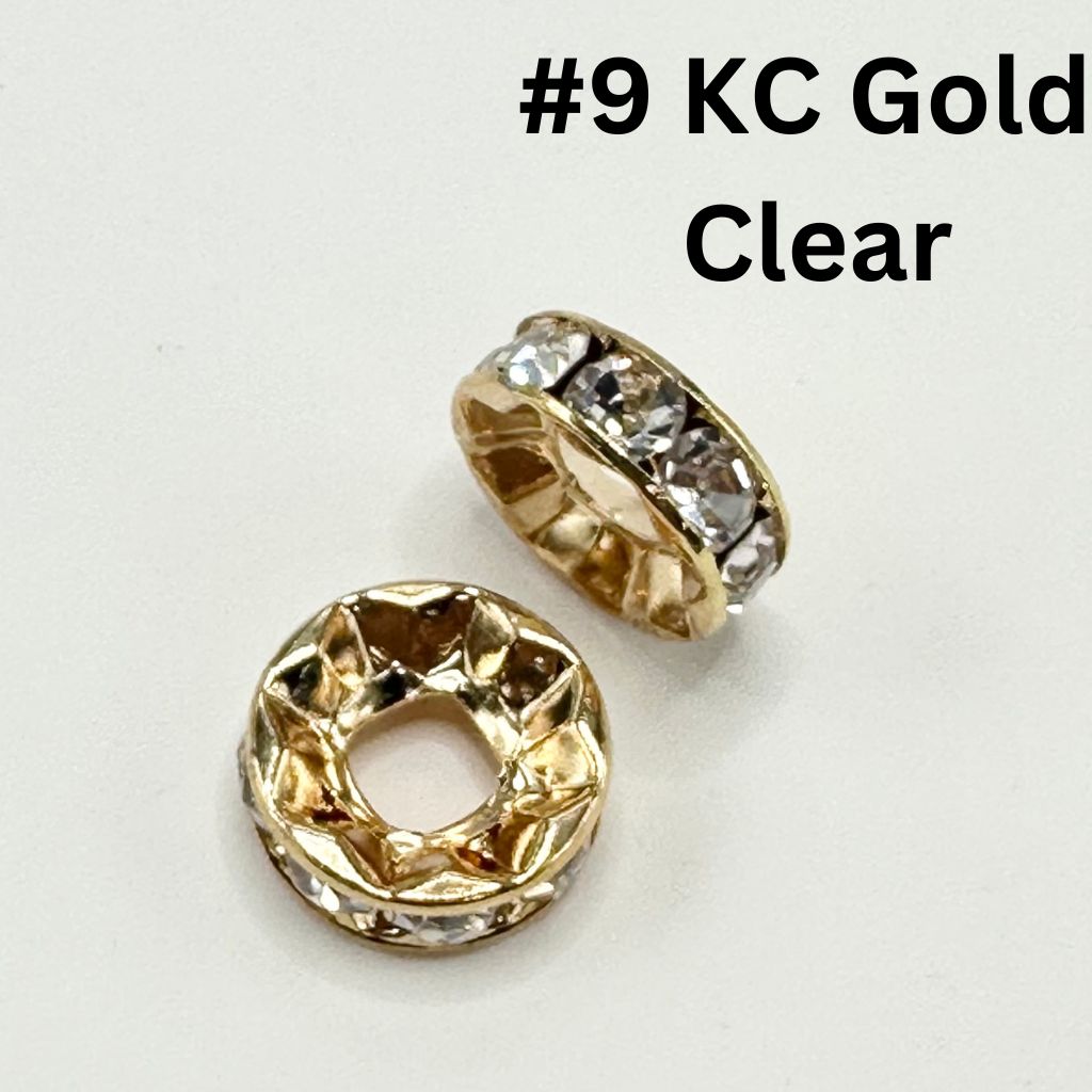 Round Metal Spacers Large Hole Spacer Beads with Rhinestones & Large Hole, Size 15mm