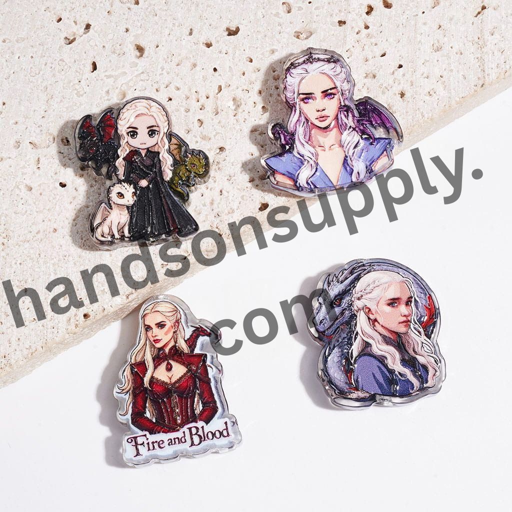 Vibrant Game of Superpower Characters in Diverse Action Designs Semi-Clear Acrylic Beads, Random Mix